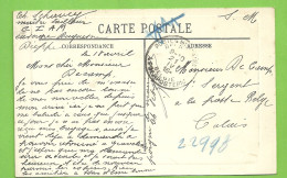 Kaart  Verzonden "C.I.A.M. Casrene Dieppe" Stempel  PMB 29/11/15 Naar Poste Belge A CALAIS  (4224) - Armée Belge