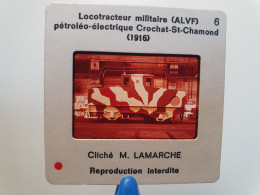 Photo Diapo Diapositive TRAIN Wagon Locotracteur Militaire ALFV Pétroléo Elec Crochat St Chamond 1916 VOIR ZOOM - Diapositives (slides)