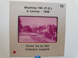 Photo Diapo Diapositive TRAIN Wagon Mixte Locomotive Vapeur 194 P.O à LOCHES En 1906 VOIR ZOOM - Diapositives