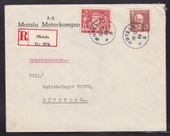 Sweden - 1938 Registered Cover Motala To Goteborg - Briefe U. Dokumente