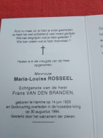 Doodsprentje Maria Louisa Rosseel / Hamme 14/6/1923 - 30/8/1994 ( Frans Van Den Branden ) - Religion &  Esoterik