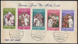 1966 Jordan Way Of Suffering (Via Dolorosa) By Jesus Christ Towards His Crucifixion FDC Set - Cristianismo