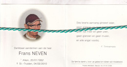 Frans Neven, Alken 1952, Sint-Truiden 2010. Foto - Décès