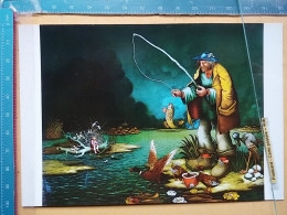 KOV 484-117 - PEINTURE, PENTRE, ART  - Art Naïf, NAIVE ART, - MIJO KOVACIC, A SMALL FISH, PECHEUR, FISHERMAN - Peintures & Tableaux