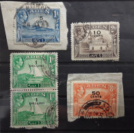 ADEN 1951 King George VI,  5 Timbres Surchargés Yvert No 36,37,41, Paire 43 Overprinted Obl , TB - Aden (1854-1963)