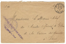 1917 - Enveloppe De St MANDE ( Seine )  En F M  " HOPITAL MILITAIRE BEGIN " - Guerre De 1914-18