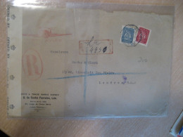 LISBOA 1944 To London England Censor Censored WW2 WWII Air Mail Registered Cancel Slight Faults Cover PORTUGAL - Briefe U. Dokumente