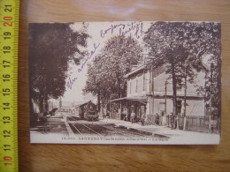 Carte Postale 21 COTE D'OR Santenay Les Bains LA GARE Avec TRAIN GENS MILITAIRE - Autres & Non Classés