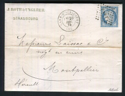 Belle Lettre De La Gare D'Avrincourt Pour Montpellier ( 1875 ) Avec Un N° 60 - Cachet Ambulant PAV 1° - 1849-1876: Classic Period