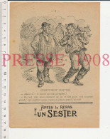 Humour 1908 Dessin Nob Homme Saoûl Pompette Ivrogne + Publicité Sester (Liqueur Alcool) Commergnat Crété Crochon Troyes - Non Classés