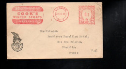 GB EMA COOK'S WINTER SPORTS SUR LETTRE POUR LA FRANCE 1949 - Machines à Affranchir (EMA)