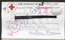 WWII Lettera Per Internato Italiano Campo Concentramento N.5 Sud Rhodesia 1944 - Unclassified
