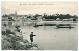 CPA Ecrite En 1918 * ANGERS Panorama Sur La Maine ( Barque De Pêche Enfant Pêcheurs à La Ligne ) A.P. Ediiteur - Angers