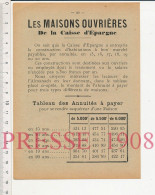 Publicité 1908 Les Maisons Ouvrières De La Caisse D'Epargne (emprunt Immobilier Banque) + Crédit Lyonnais Troyes - Non Classés