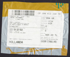 Turkey: Plastic Parcel Fragment (cut-out) To Netherlands, 2024, ATM Machine Label, 664.89 Rate (minor Damage) - Covers & Documents