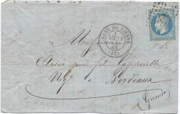 LT5981 N°29B/Fragment De Lettre, Oblitéré Cachet De GARE DE VIENNE Et Losange ML2° Des Ambulants Du 21 Mai 1869 - 1863-1870 Napoléon III. Laure