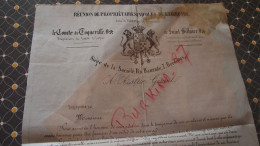 Réunion De Propriétaires Vinicoles De La Gironde , Le Comte De Tocqueville, Document Et Tarif Des Vins, Vers 1850 - 1800 – 1899