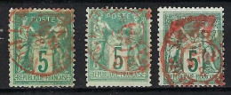 FRANCE Paris CAD Rouge Des Imprimés PP Xx Ca.1876-1900: Lot De 3 Y&T 75 Obl. Entre  PP 41 Et PP 60 - Zeitungsmarken (Streifbänder)