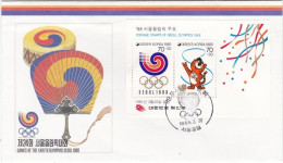 Corée Du Sud :BF 371 Sur  FDC Du 20 3 1985 JO De Séoul Emblême Et Mascotte - Korea, South