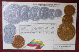 Cpa Représentation Monnaies Pays ; Le Vénezuéla - Coins (pictures)