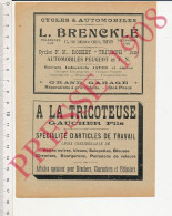 2 Vues Publicité 1908 Brencklé Troyes Cycles Automobiles Peugeot Moteurs Aster + Récitation Fable Enfant Terrible Humour - Unclassified