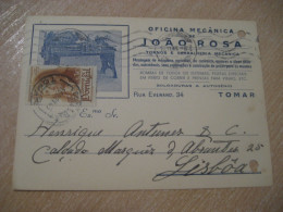 TOMAR 1945 To Lisboa Cancel Joao Rosa Tonros E Serralheria Mecanica Card PORTUGAL - Lettres & Documents