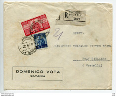 Democratica Lire 100 Su Busta Da Palermo Per Vercelli - 1946-60: Marcophilia