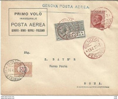 Genova/Roma Del 13.4.26 - Aerogramma Con I° Volo Di Linea - Poststempel