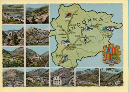 Andorre : VALLS D'ANDORRA / Multivues / Carte Géographique / Blason / CPSM (voir Scan Recto/verso) - Andorre