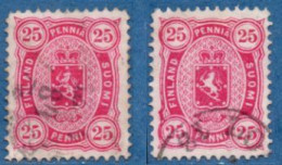 Finland Suomi 1875 25 Kop Stamp Red Shades 2 Values  Perf 11 Cancelled - Gebraucht