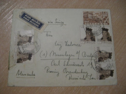 LISBOA 1947 To Berlin Germany Russia Zone Via Switzerland Biel Cancel Air Mail Cover 7 Stamp PORTUGAL - Covers & Documents