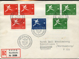 X0953 Sweden Fdc Cover Circuled Registered 1958 Football Fifa World Cup Stockholm - 1958 – Schweden