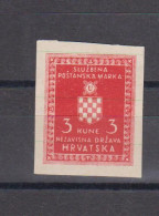CROATIA WW II Official 3 Kn Rare Proof On Notebook Paper - Croatia
