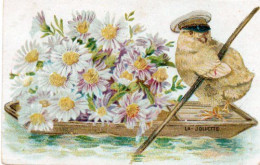 4V5Hy    Illustrateur Poussin Humanisé Une Barque De Fleurs "la Joliette" - Birds