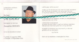 Jos Daems-Driesen, Lommel 1940, Overpelt 2011. Foto - Obituary Notices