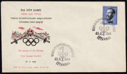 1964 Turkey Olympic Torch Relay Of Summer Olympic Games In Tokyo Commemorative Cover And Cancellation - Zomer 1964: Tokyo