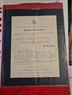 Faire Part Décès PIERRE PINET 1936 EGLISE SAINT ROMAIN SEVRES CIMETIERE DE SEVRES - Historical Documents