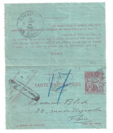 PARIS XIV Av D'Orléans Pneumatique Carte Lettre Yv 2594 TROUVE A LA BOITE Dest Paris XVII R Jouffroy Ob 1906 - Rohrpost