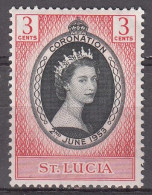 ST SANTA LUCIA 1953 - CORONACIÓN REINA ELISABETH II - YVERT 154* - St.Lucia (...-1978)