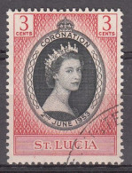 ST SANTA LUCIA 1953 - CORONACION REINA ELISABETH II - YVERT 154 USADO - St.Lucia (...-1978)