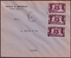 F-EX48621 MOROCCO MAROC BRITISH TANGER 1937 CORONATION COVER.  - Morocco Agencies / Tangier (...-1958)