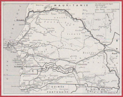 Sénégal. Carte Avec Route, Voie Ferrée. Larousse 1960. - Documents Historiques