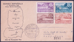 F-EX45779 GUINEA 1949 REG FDC RIVER LANDSCAPE TO SPAIN.  - Spanish Guinea