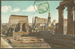 F-EX45332 EGYPT 1912 POSTCARD ALEXANDRIE ARCHEOLOGY LUXOR TEMPLE TO SPAIN.  - Alexandria