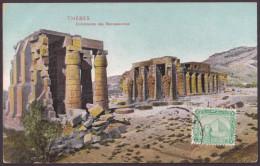 F-EX45333 EGYPT 1912 POSTCARD ALEXANDRIE THEBES ARCHEOLOGY RAMESSEUM - SPAIN.  - Alexandrië