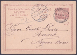 F-EX45344 EGYPT 20p 1884 POSTAL STATIONERY POSTCARD ALEXANDRIE PYRAMIDS & SPHINX.  - 1866-1914 Khedivate Of Egypt