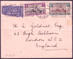 F-EX45320 EGYPT 1936 AIR MAIL EL CAIRO COVER TO ENGLAND PYRAMID CANCEL  - Airmail