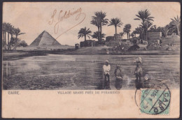 F-EX45322 EGYPT 1906 MAXIM POSTCARD ARCHEOLOGY PYRAMIDS TO BARCELONA.  - Pyramiden