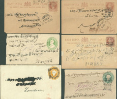 F-EX48586 INDIA VICTORIA POSTAL STATIONERY FEUDATARY CARD & COVER LOT OF 15.  - Sonstige & Ohne Zuordnung