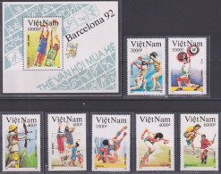 F-EX49483 VIETNAM MNH 1992 OLYMPIC GAMES BARCELONA BASKETBALL ARCHERY FENCING. TENNIS.  - Sommer 1992: Barcelone
